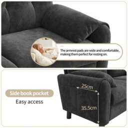 Btm Scandinavian 2 Seater Sofa In Chenille Fabric With Thick Cushions For Small Spaces, Grey - thumbnail 5