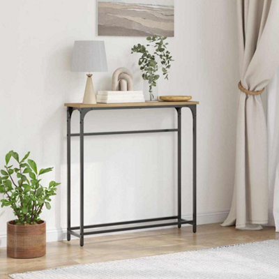 Walplus Console Table With Shelf Artisan Oak 75 X 19.5 X 75 Cm - image 1