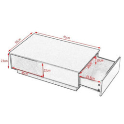 Black Coffee Table Storage Drawer Shelf Led - thumbnail 2