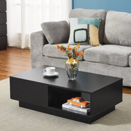 Black Coffee Table Storage Drawer Shelf Led - thumbnail 4