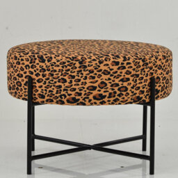 Lakeland Furniture Avon Leopard Fabric Black Leg Foot Stool - thumbnail 2