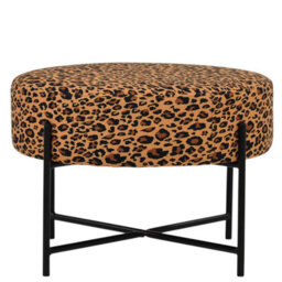 Lakeland Furniture Avon Leopard Fabric Black Leg Foot Stool