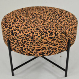 Lakeland Furniture Avon Leopard Fabric Black Leg Foot Stool - thumbnail 3