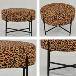 Lakeland Furniture Avon Leopard Fabric Black Leg Foot Stool - thumbnail 4