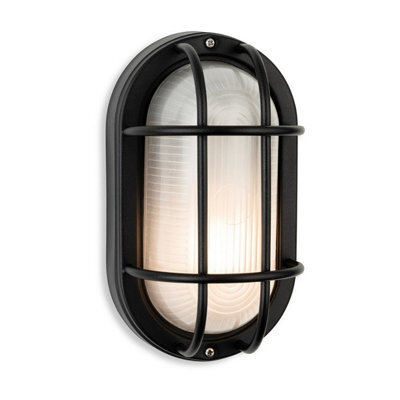 Luminosa Lighting Luminosa Lugo Bulkhead Black With Frosted Glass Ip44