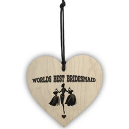 Red Ocean Worlds Best Bridesmaid Wooden Hanging Heart Wedding Plaque - thumbnail 2