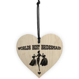 Red Ocean Worlds Best Bridesmaid Wooden Hanging Heart Wedding Plaque - thumbnail 5
