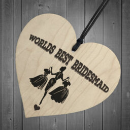 Red Ocean Worlds Best Bridesmaid Wooden Hanging Heart Wedding Plaque - thumbnail 6