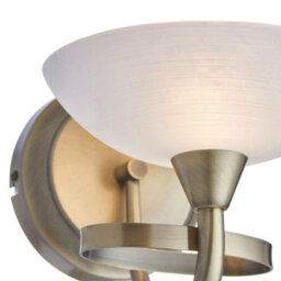Dimming Led Wall Light Brass & White Lined Glass Vintage Curved Lamp Fitting - thumbnail 4