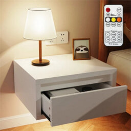 Floating Bedside Table Set Of 2 Wall Mounted Nightstand W/ Drawer White