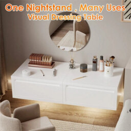 Floating Bedside Table Set Of 2 Wall Mounted Nightstand W/ Drawer White - thumbnail 4