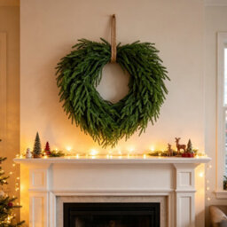 Amorly 24 In Christmas Norfolk Pine Wreaths,rustic Artificial Pine Wreath With Hemp Rope, Holiday Front Door Home Kitchen Cabinet Window - thumbnail 2
