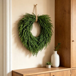 Amorly 24 In Christmas Norfolk Pine Wreaths,rustic Artificial Pine Wreath With Hemp Rope, Holiday Front Door Home Kitchen Cabinet Window - thumbnail 3