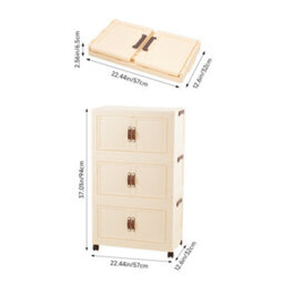 Darphe Magnetic Double Door Cream Plastic 3 Tier Rolling Foldable Storage Cabinet - thumbnail 9