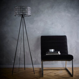 K Living Bronx Black Modern Tripod Floor Lamp With Acrylic Glass Drum Shade