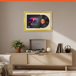 "AK Frames 25X17"" Gold Sleek Vinyl Record Frame With Ivory Mount For 12 Inch Lp Cover & Disc - Overlapped Design" - thumbnail 8