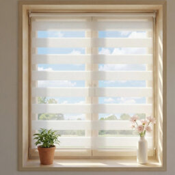 Living And Home White Double-Layer Fabric Day And Night Manual Roller Zebra Blinds/shades, 100Cm W X 150Cm H - thumbnail 3