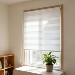 Living And Home White Double-Layer Fabric Day And Night Manual Roller Zebra Blinds/shades, 100Cm W X 150Cm H - thumbnail 2