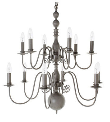 Luminosa Lighting Luminosa Bologna Flemish Light Grey 12 Arm Chandelier
