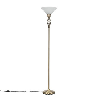 Valuelights Memphis Traditional Style Antique Gold Barley Twist Floor Lamp With Frosted Shade - image 1