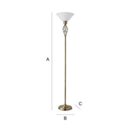 Valuelights Memphis Traditional Style Antique Gold Barley Twist Floor Lamp With Frosted Shade - thumbnail 8