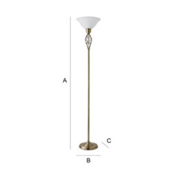 Valuelights Memphis Traditional Style Antique Gold Barley Twist Floor Lamp With Frosted Shade - thumbnail 7