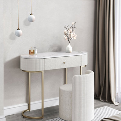 CARME Home Romy Bouclé Dressing Table With Hattie Bouclé Stool - image 1