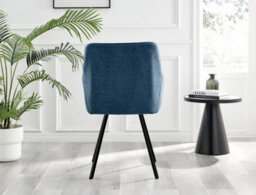 Furniturebox Set Of 2 Dining Chairs - Falun Modern Dining Chairs - Blue Fabric Black Leg Dining Chairs - Kitchen Dining Room Chairs - thumbnail 6