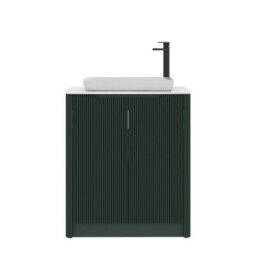 Royal Bathrooms Avenza 800mm Deep Moss Green Floor Standing Bathroom Vanity Unit 2 Door With Qubix Basin - thumbnail 6