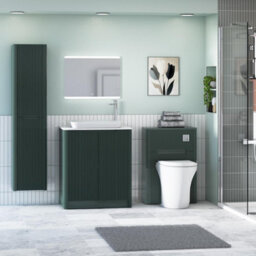 Royal Bathrooms Avenza 800mm Deep Moss Green Floor Standing Bathroom Vanity Unit 2 Door With Qubix Basin - thumbnail 4