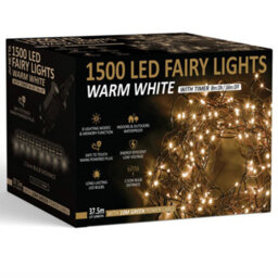 NETTA 1500 Led Fairy String Lights 37.5M Indoor & Outdoor Christmas Tree Lights Green Cable - Warm White