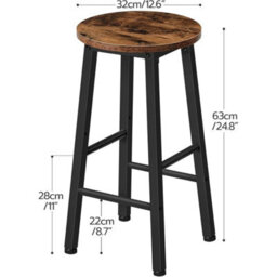 Bar Stools Set Of 2 Kitchen Breakfast Bar Chiars 32 X 32 X 63 Cm - thumbnail 2