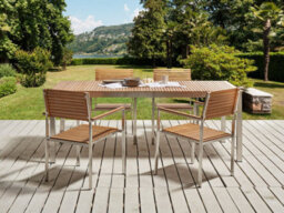 Beliani Garden Dining Table Viareggio 200 Cm 90 Cm Fsc Certified Teak Wood Brown - thumbnail 2