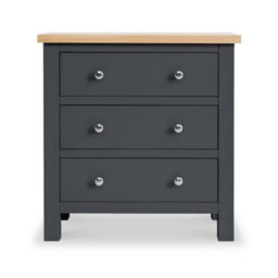 Farro Charcoal 3 Drawer Chest Of Drawers - Painted With Oak Top - Fully Assembled By Roseland Furniture - thumbnail 3