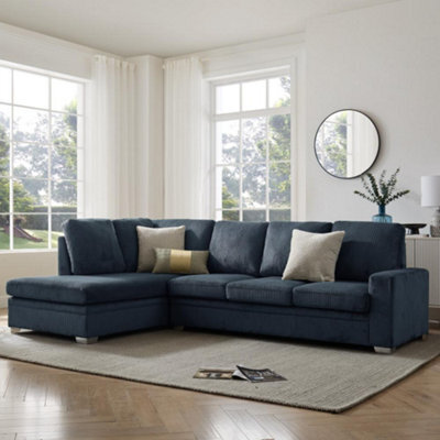 Home Detail Alana Left-Hand Facing Corner Sofa, Dark Blue Jumbo Cord - image 1