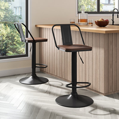 Thehotsale Set Of 2 Adjustable Swivel Dark Brown Kitchen Bar Stool With Backrest For Breakfast Bar, Counter, Kitchen And Home Barstoolsin - image 1