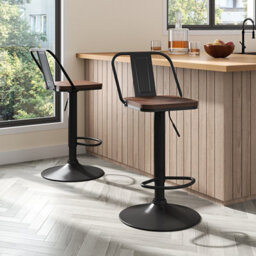 Thehotsale Set Of 2 Adjustable Swivel Dark Brown Kitchen Bar Stool With Backrest For Breakfast Bar, Counter, Kitchen And Home Barstoolsin
