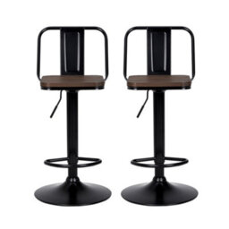 Thehotsale Set Of 2 Adjustable Swivel Dark Brown Kitchen Bar Stool With Backrest For Breakfast Bar, Counter, Kitchen And Home Barstoolsin - thumbnail 3
