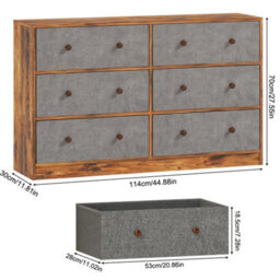 6 Drawers Wooden Chest Cabinet Modern Bedroom Storage Bedside Furniture Unit - thumbnail 2