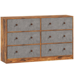 6 Drawers Wooden Chest Cabinet Modern Bedroom Storage Bedside Furniture Unit - thumbnail 1