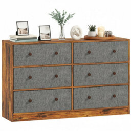 6 Drawers Wooden Chest Cabinet Modern Bedroom Storage Bedside Furniture Unit - thumbnail 3