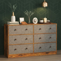6 Drawers Wooden Chest Cabinet Modern Bedroom Storage Bedside Furniture Unit - thumbnail 5
