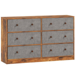 6 Drawers Wooden Chest Cabinet Modern Bedroom Storage Bedside Furniture Unit - thumbnail 4