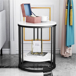 Marble Side Table Round Coffee End Bedside Table Indoor Outdoor Patio Tables - thumbnail 6