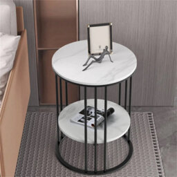 Marble Side Table Round Coffee End Bedside Table Indoor Outdoor Patio Tables - thumbnail 4