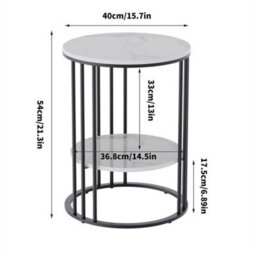 Marble Side Table Round Coffee End Bedside Table Indoor Outdoor Patio Tables - thumbnail 2