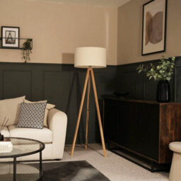 Valuelights Barbro Natural Tripod Floor Lamp With Cream Boucle Shade - thumbnail 1
