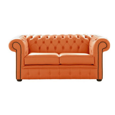 Chesterfield 2 Seater Shelly Firestone Leather Sofa Settee Bespoke In Classic Style - image 1