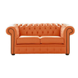 Chesterfield 2 Seater Shelly Firestone Leather Sofa Settee Bespoke In Classic Style - thumbnail 1