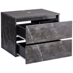 Wyld And Coco Black Marble Wall-Mounted Cabinet 60 X 47 Cm, Fluted Front, 2 Drawers - thumbnail 5